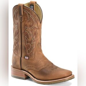 DOUBLE H MEN'S I.C.E. SADDLE VAMP WESTERN WORK BOOTS - BROAD SQUARE TOE SZ 11.5